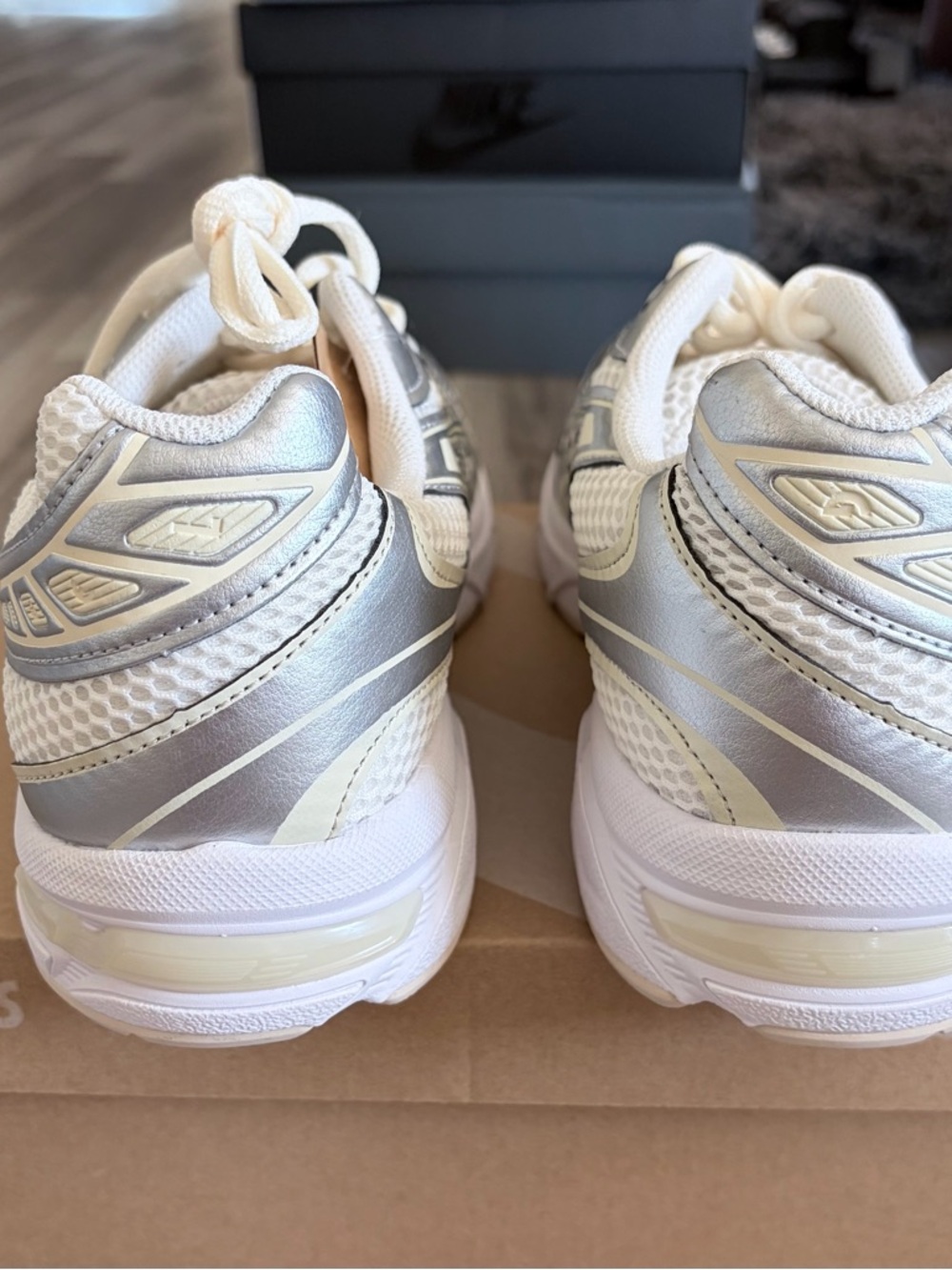 Women's ASICS GEL-1130 Casual Shoes - Cream Pure Silver 1202A164-107 - Picture 7 of 9